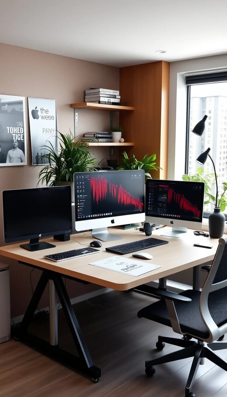 modern workspace with tech gadgets